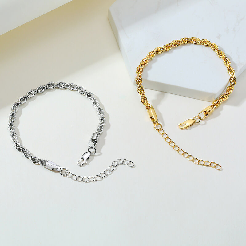 Wholesales Stainless Steel Twist Chain Bracelet