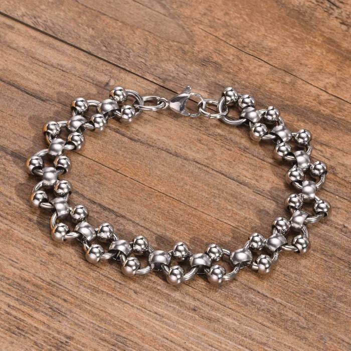 Wholesale Stainless Steel Mens Ball Link Bracelet