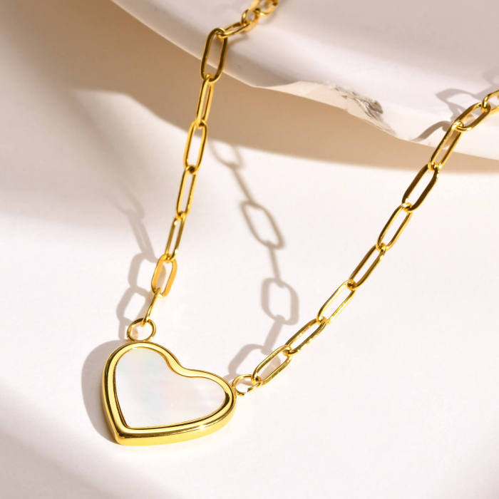 Wholesal Stainless Steel Heart with Pearl Necklace