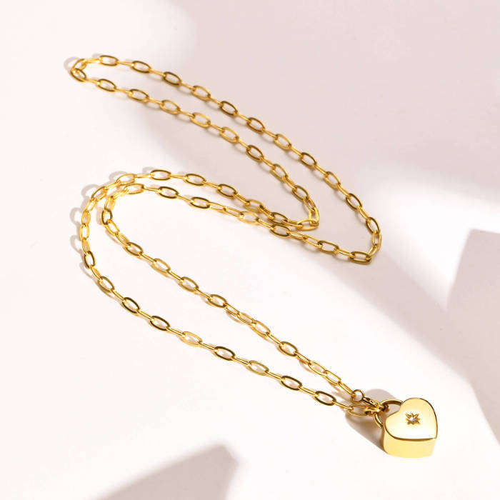 Wholesale Stainless Steel Lock Heart Pendant Necklace