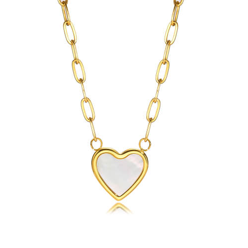 Wholesal Stainless Steel Heart with Pearl Necklace