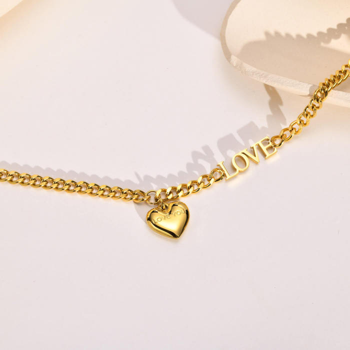 Wholesale Stainless Steel LOVE Heart Necklace