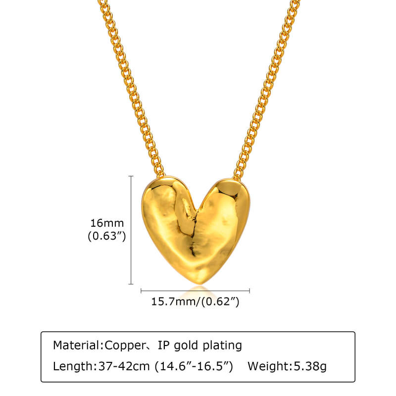 Wholesale Copper  Heart Shaped Necklace Gold
