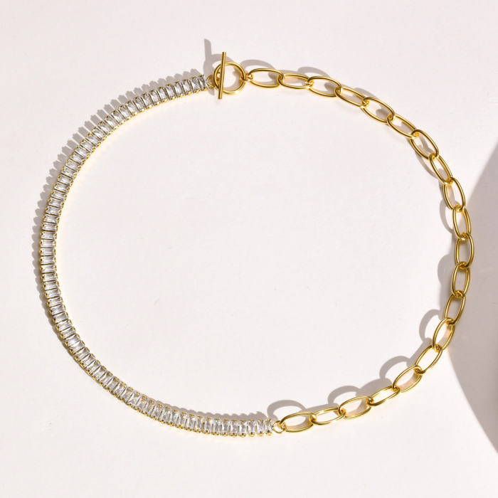 Wholesale Stainless Steel OT Clasp CZ Necklace