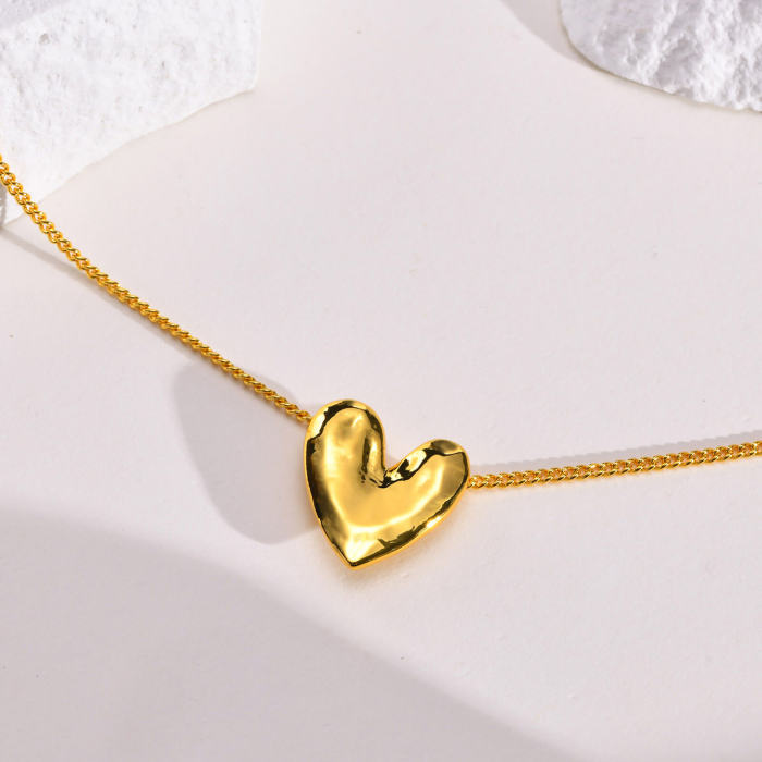 Wholesale Copper  Heart Shaped Necklace Gold