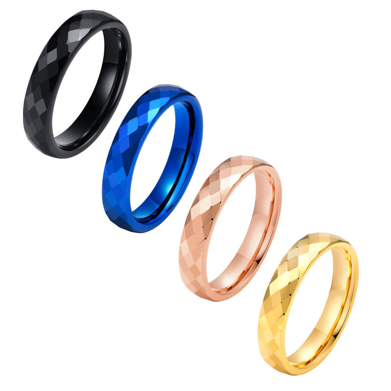 Wholesale 4mm Multi-faceted Tungsten Carbide Band Ring