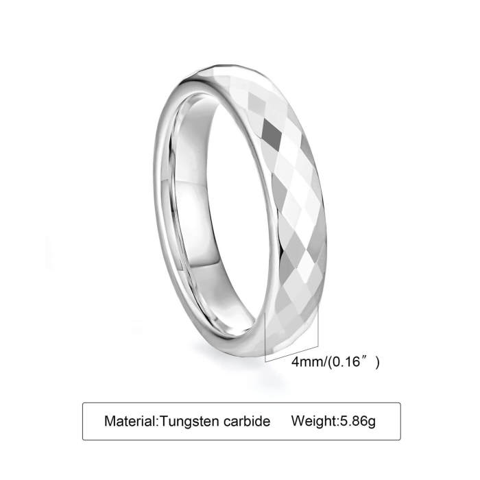 Wholesale 4mm Multi-faceted Tungsten Carbide Band Ring