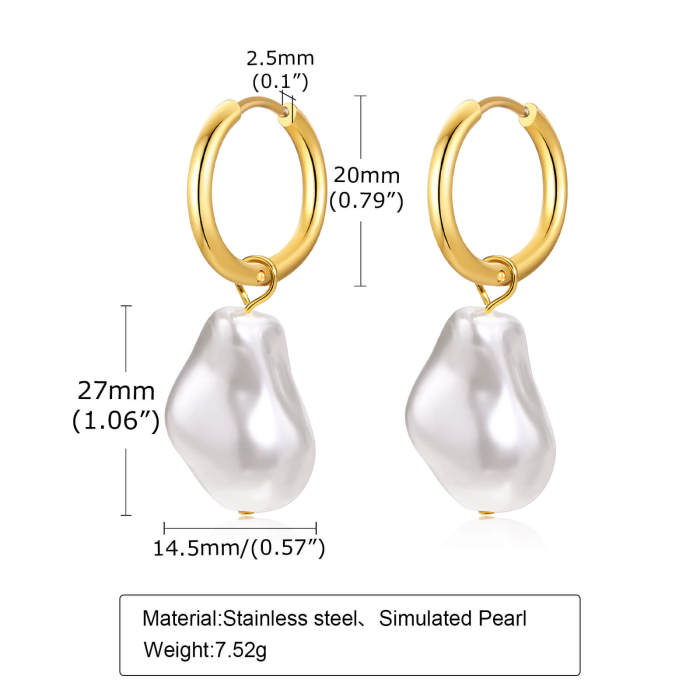 Wholesale Stainless Steel Baroque Pearl Earring