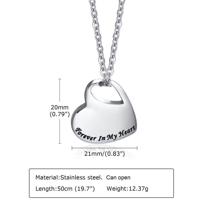 Wholesale Steel Heart-shaped Urn Necklace Pendant