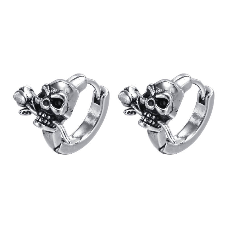 Wholesale Stainless Steel Skull Rose Earrings