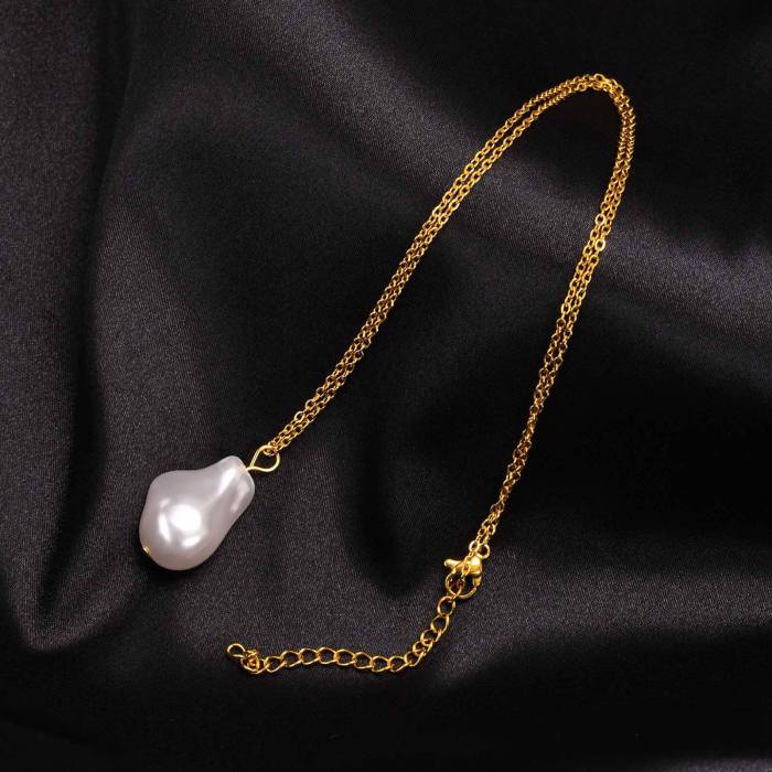 Wholesale Steel Baroque Pearl Pendant Necklace