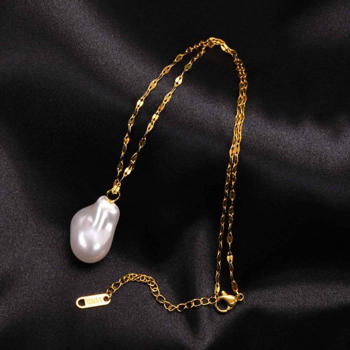 Wholesale Steel Baroque Pearl Pendant Necklace