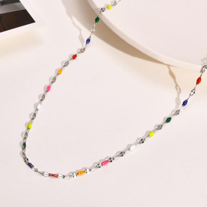 Wholesale Stainless Steel Colored Bead Necklace/Anklets