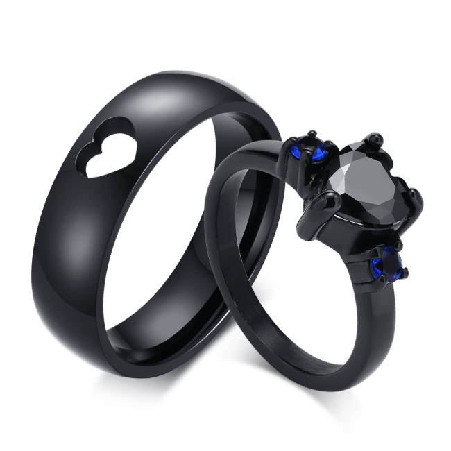 Wholesale Stainless Steel Black Couple Rings