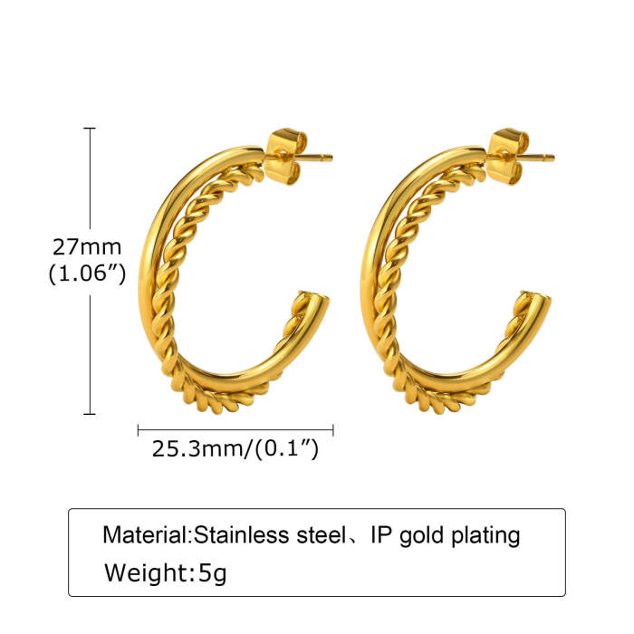 Wholesale Stainless Steel C Twist Earrings