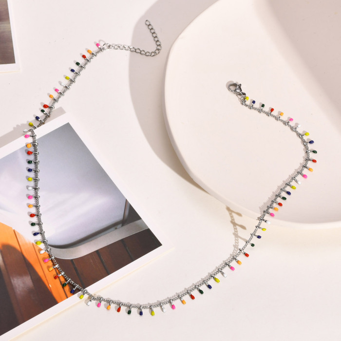 Wholesale Stainless Steel Colorful Match Necklace