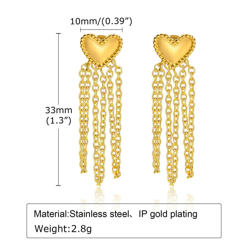 Wholesale Stainless Steel Hear Earring with Chain