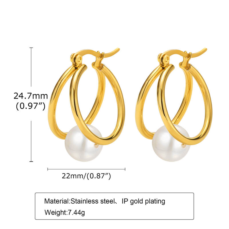 Wholesale Stainless Steel Imitation Pearl Earrings
