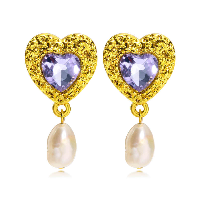 Wholesale Copper Heart Earrings with Pearl