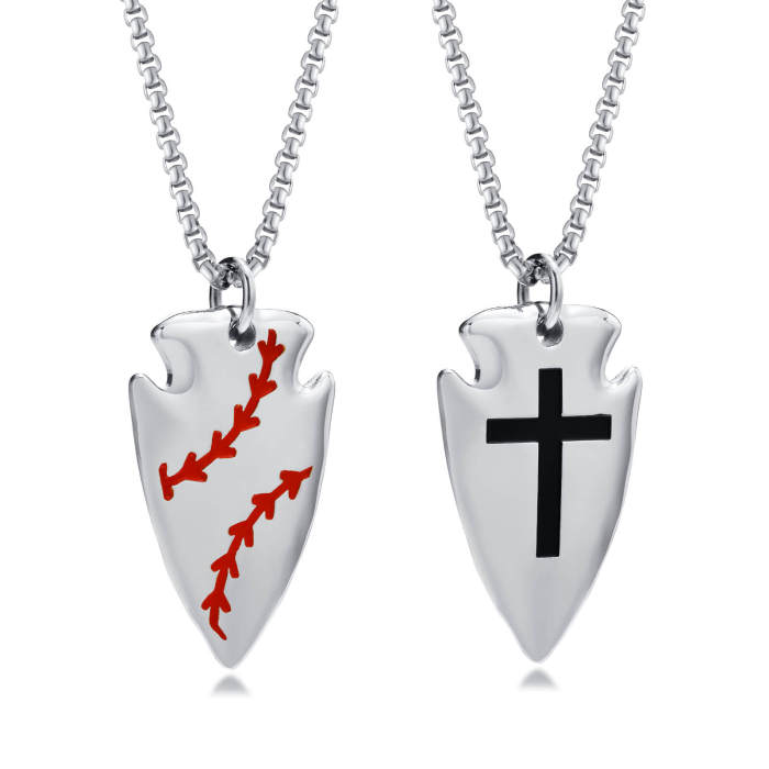 Wholesale Stainless Steel Baseball Cross Pendant