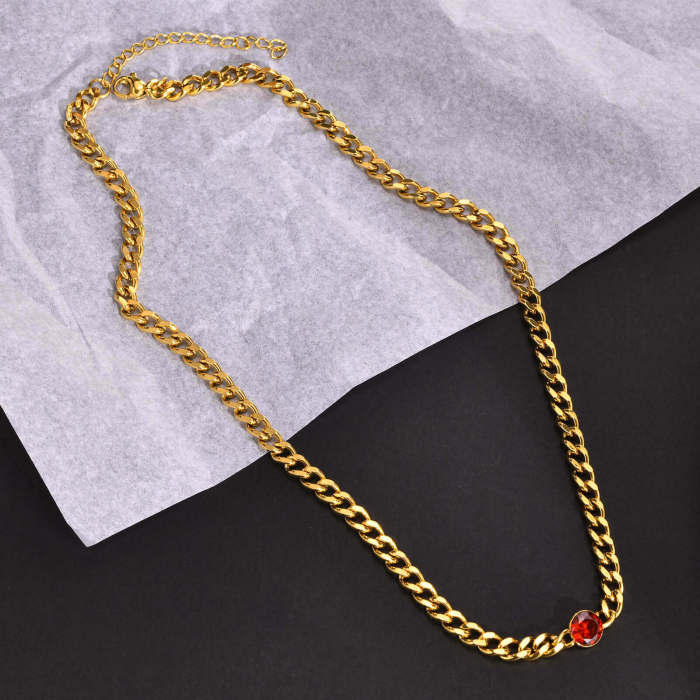 Wholesale Stainless Steel and Green Zirconia Necklace