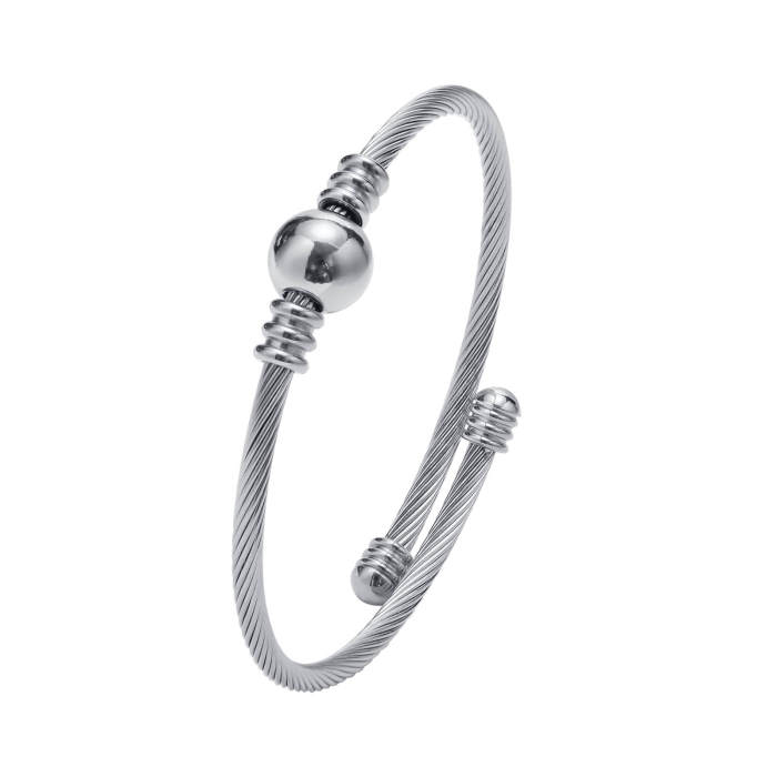 Wholesale Stainless Steel Wire Bangle with Bead