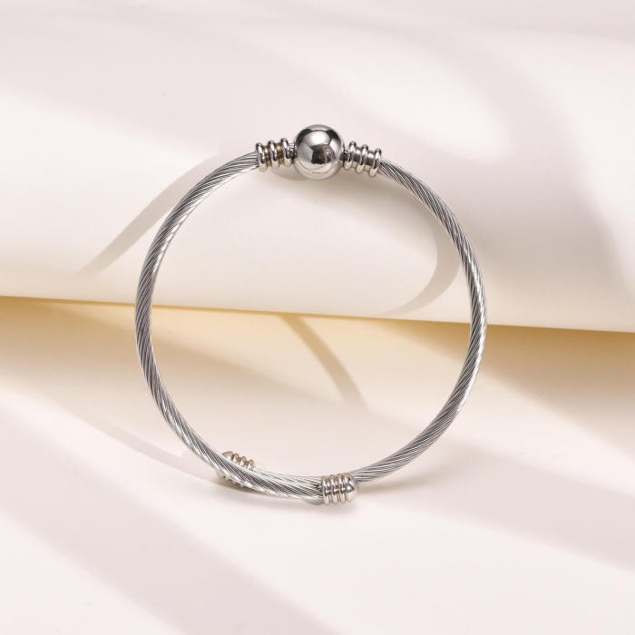 Wholesale Stainless Steel Wire Bangle with Bead