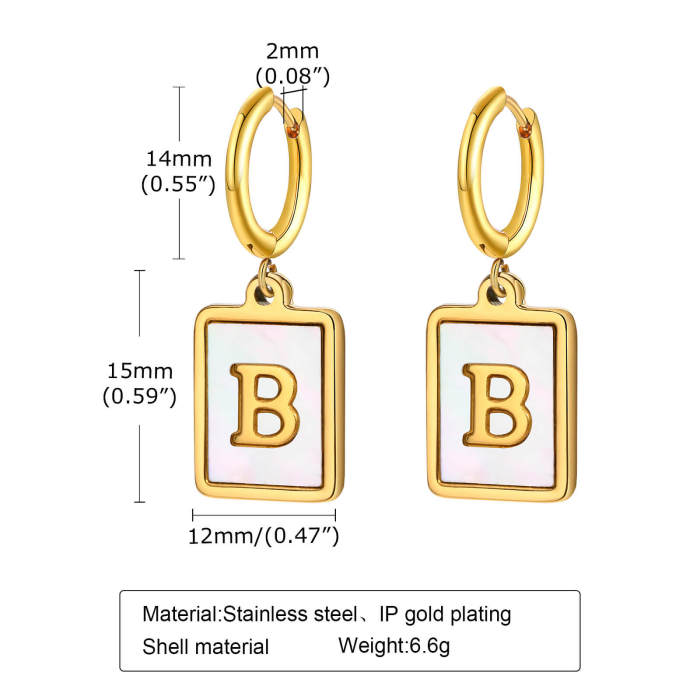 Wholesale Stainless Steel Shell Letter Earrings