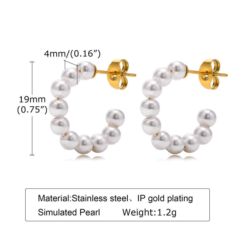 Wholesale Stainless Steel and Imitation Pearl Earring