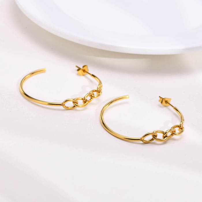 Wholesale Stainless Steel Chain C Earring