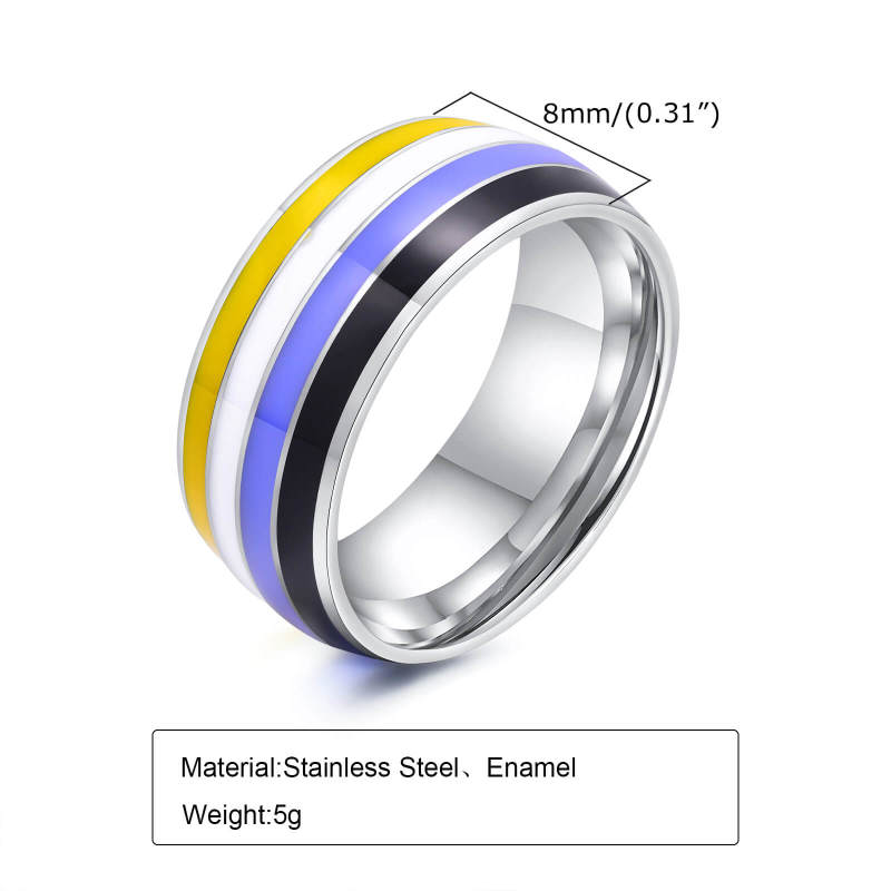 Wholesale Stainless Steel Colorful Flag Rings