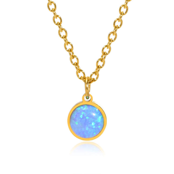 Wholesale Stainless Steel Imitation Opal Necklace