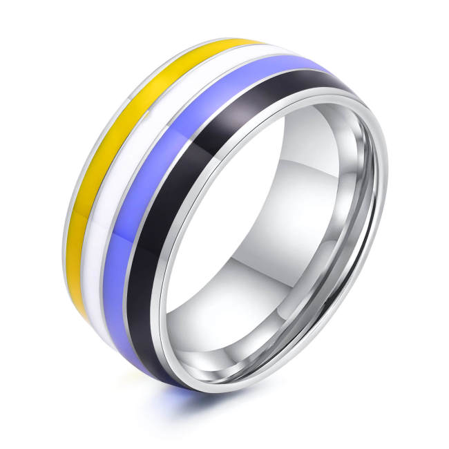 Wholesale Stainless Steel Colorful Flag Rings