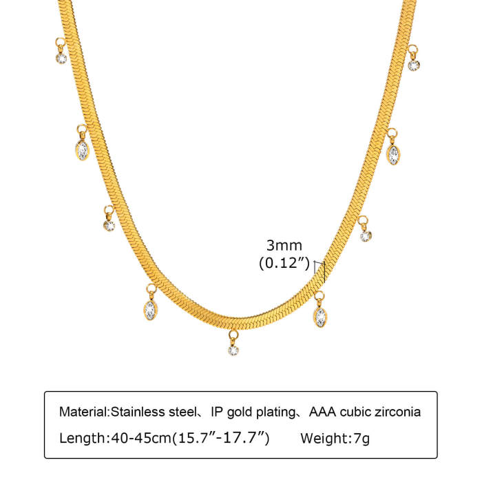 Wholesale Stainless Steel Women Necklace with CZ