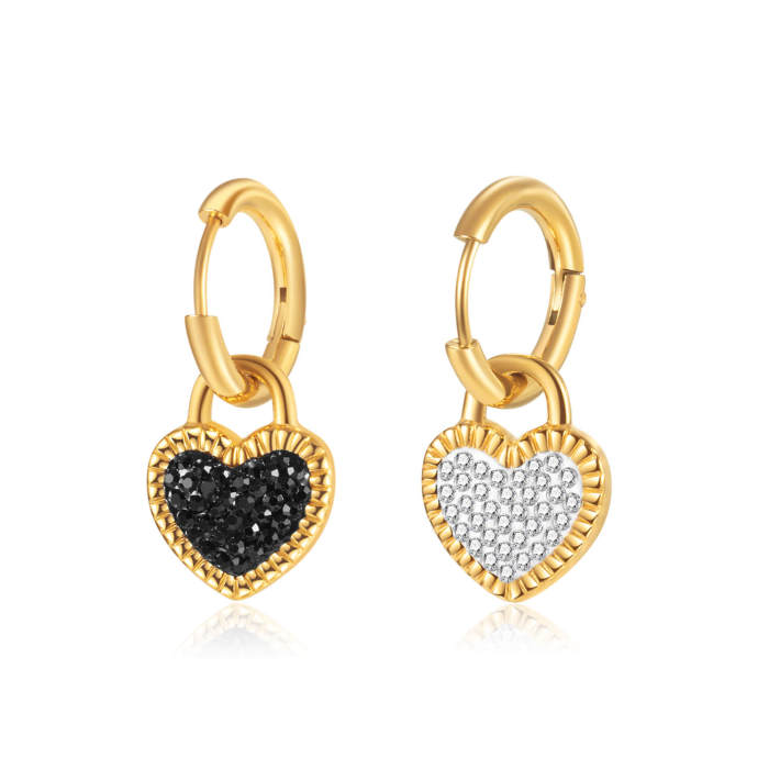 Wholesale Stainless Steel Hoop Earring with CZ Heart