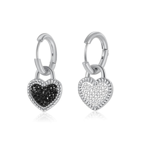 Wholesale Stainless Steel Hoop Earring with CZ Heart