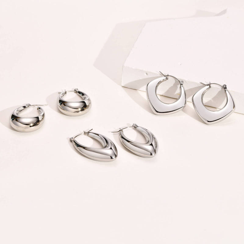 Wholesale Stainless Steel Simple Hollow Earrings