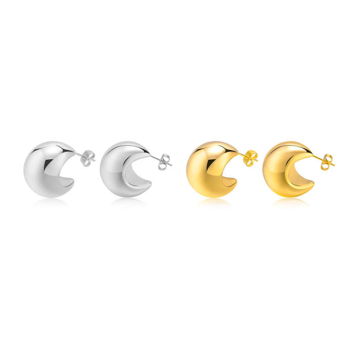 Wholesale Stainless Steel Hollow Moon Earrings