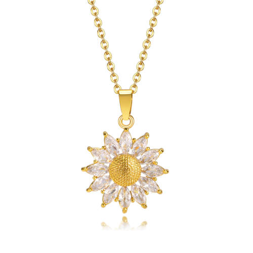 Wholesale Stainless Steel CZ Sun Flower Pendant