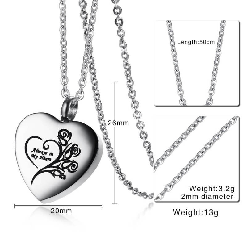 Wholesale Stainless Steel Heart-shaped Urn Pendant