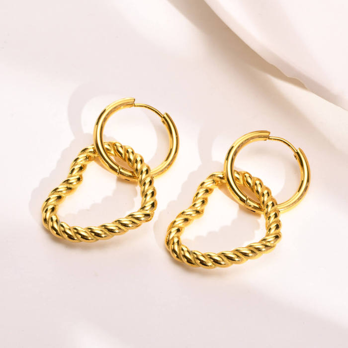Wholesale Stainless Steel Twist Heart Shaped Earrings