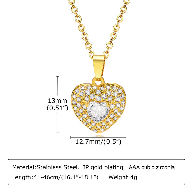Wholesale Stainless Steel with Zirconia Heart Necklace