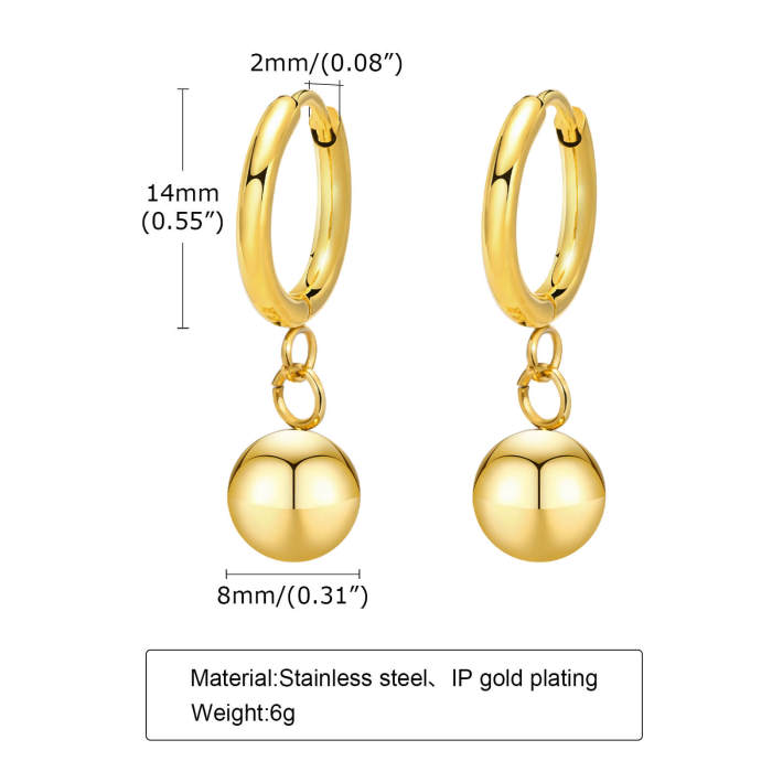 Wholesale Stainless Steel Huggie Earring with Bead