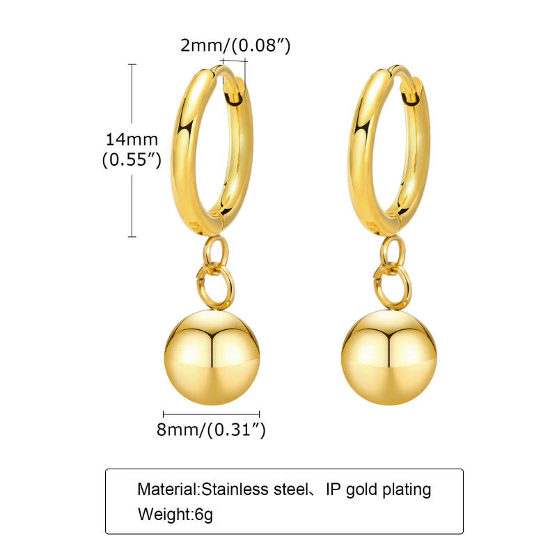 Wholesale Stainless Steel Huggie Earring with Bead