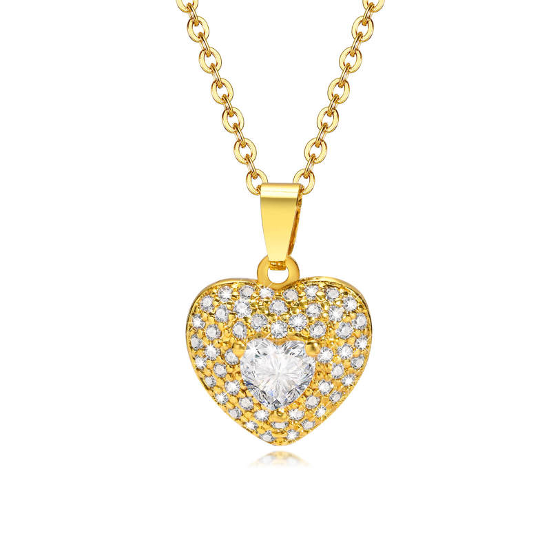 Wholesale Stainless Steel with Zirconia Heart Necklace