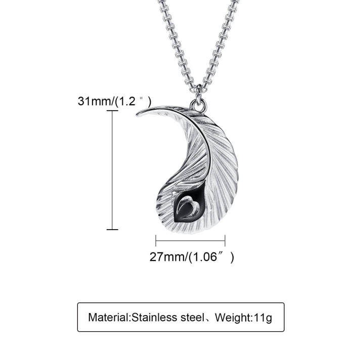 Wholesale Stainless Steel Feather Yin Yang Pendant