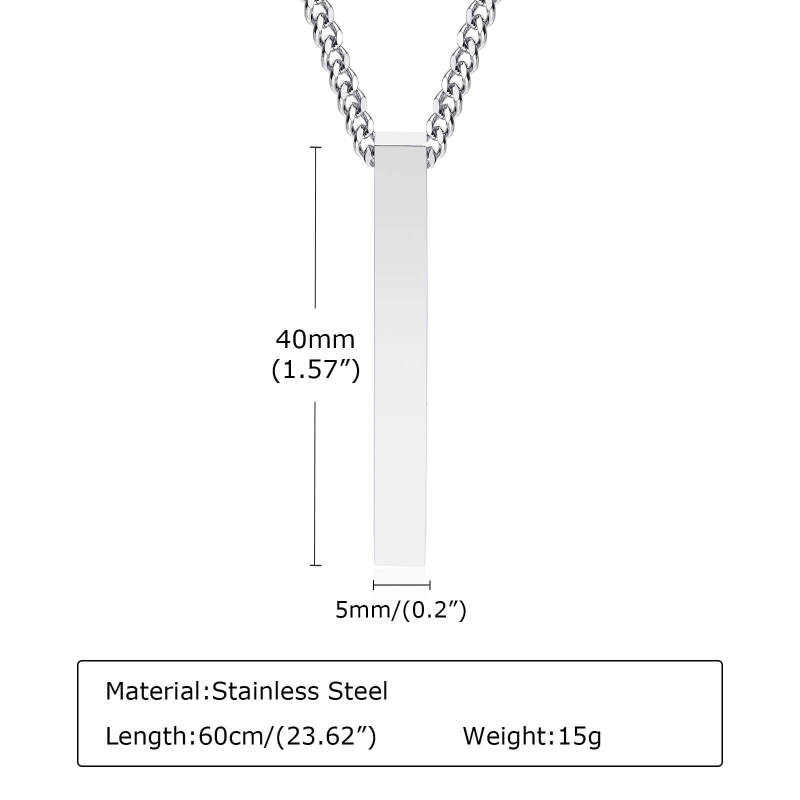 Wholesale Stainless Steel Rectangle Necklace