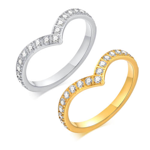 Wholesale Stainless Steel V-shaped Zirconia Ring