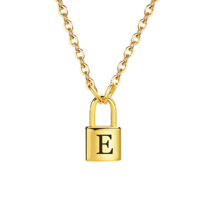 Wholesale Stainless Steel Lock Initials Necklace
