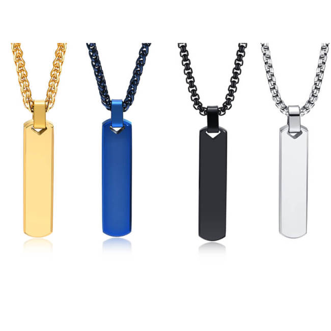 Wholesale Stainless Steel Mens Vertical Bar Necklace